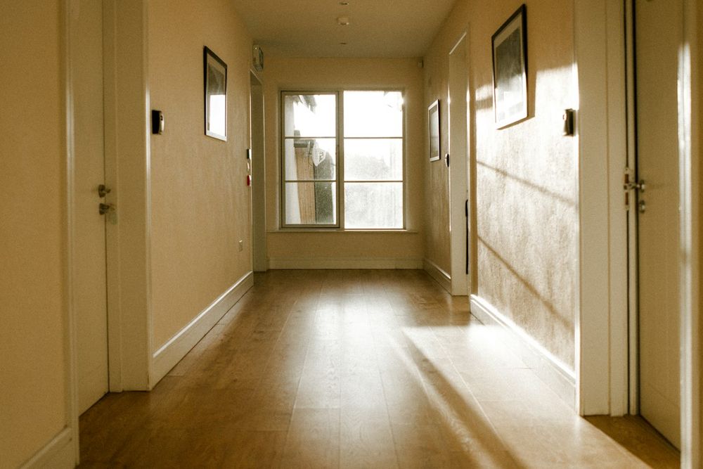 Empty narrow hallway